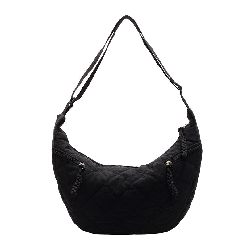 Quilted Soft Fabric Hobo Handbag Bowlift