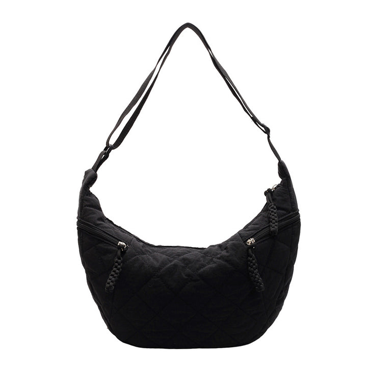 Quilted Soft Fabric Hobo Handbag Bowlift