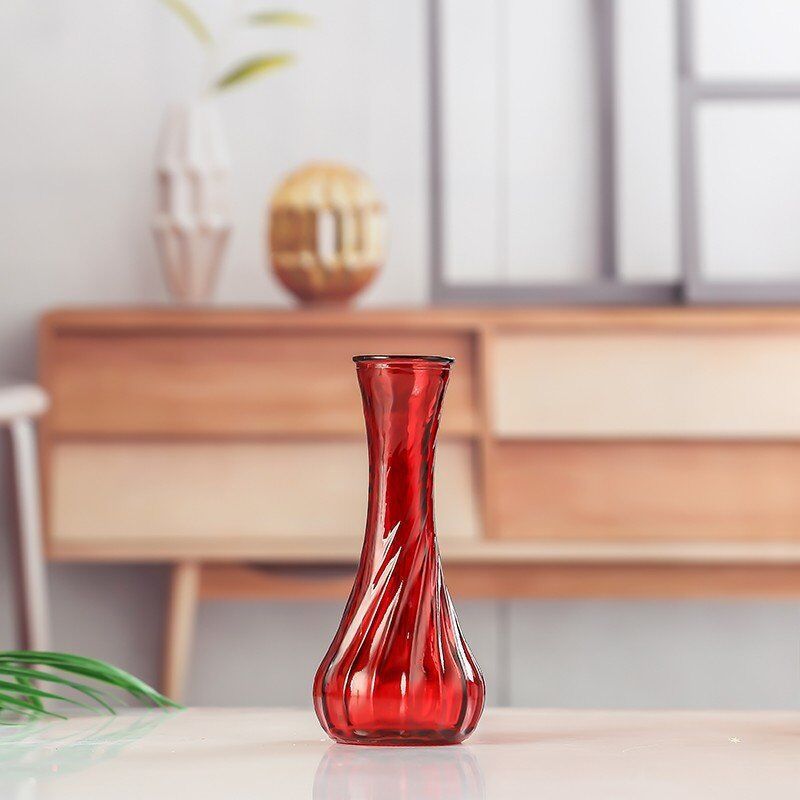 Handblown glass bud vase with fluted neck and weighted base Bowlift