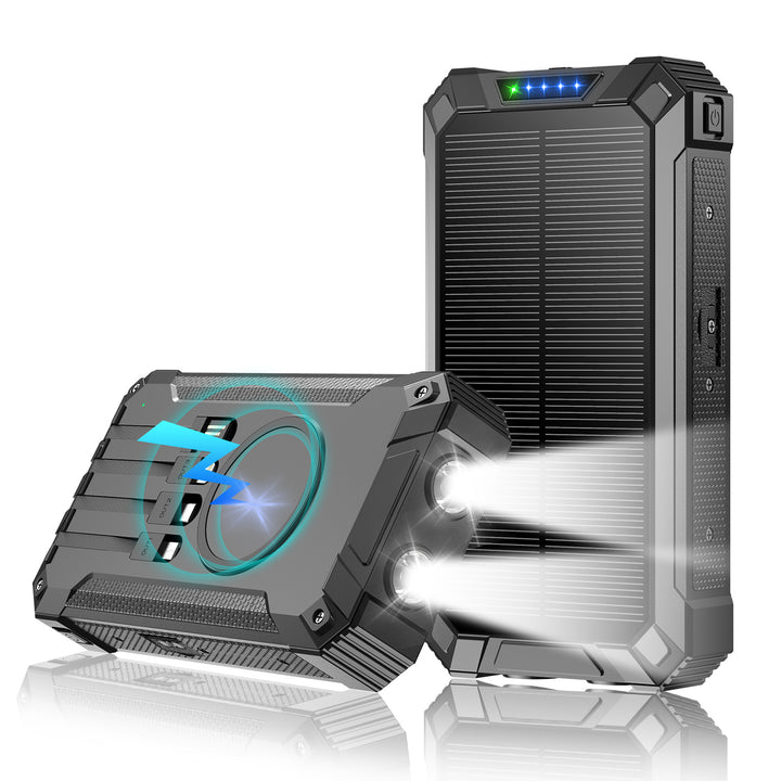 High-performance solar power bank with double LED light and fast charging function Bowlift