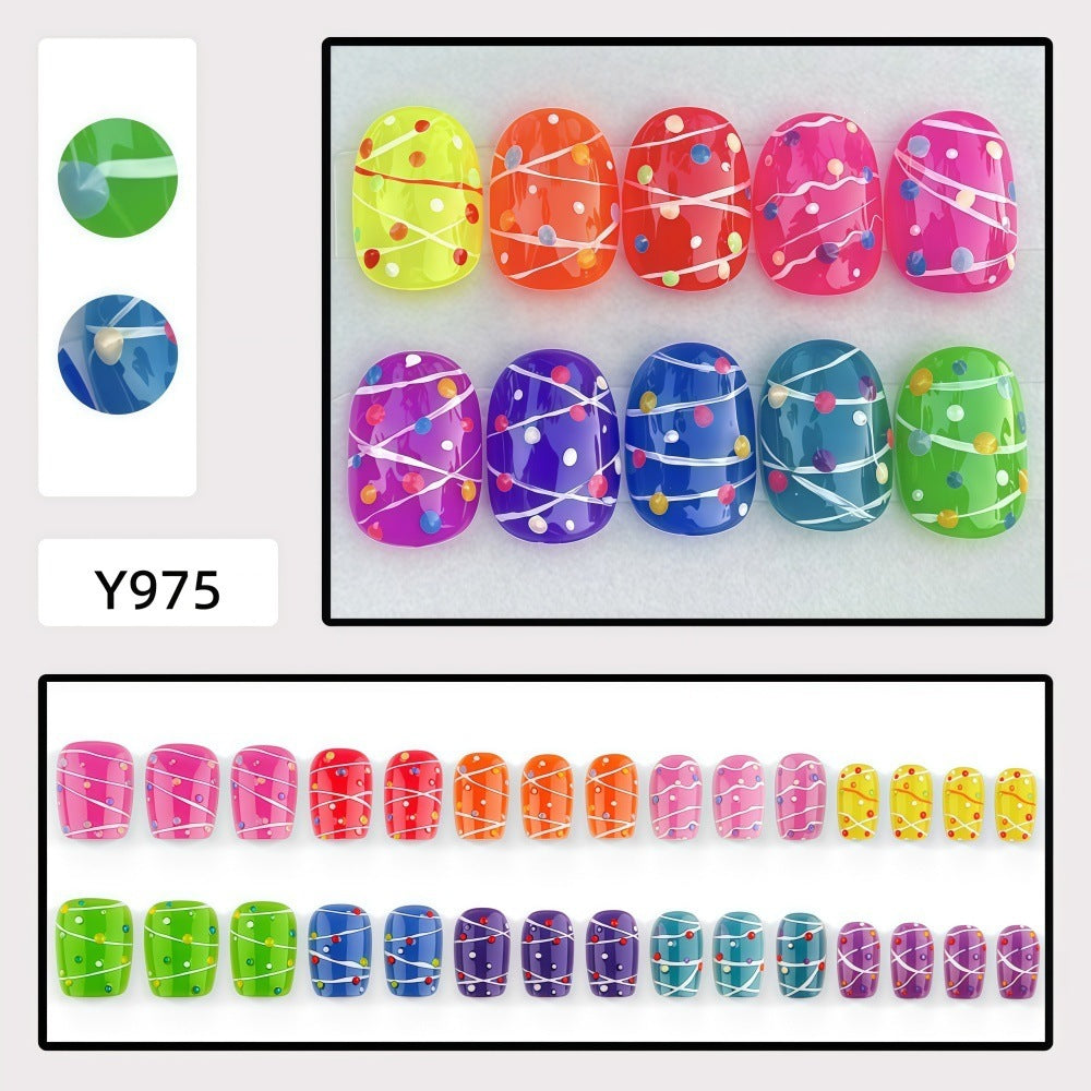 Colorful playful design artificial nails Bowlift
