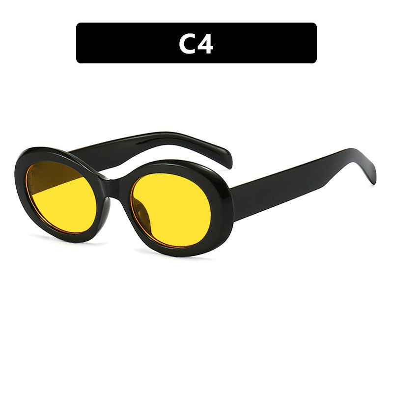 Women's fashionable sunglasses in original oval design with transparent frame and UV protection Bowlift
