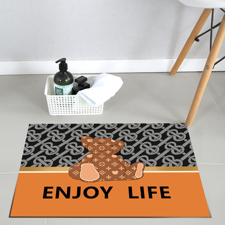 Elegant Marble Textured Bath Mat Bowlift