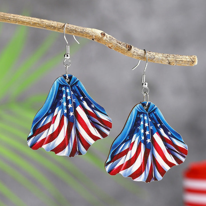 Women's handmade acrylic earrings can holder with patriotic flag motif and fish hook closure Bowlift