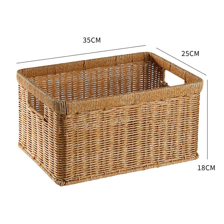Handwoven Storage Basket with Cutout Handles Bowlift