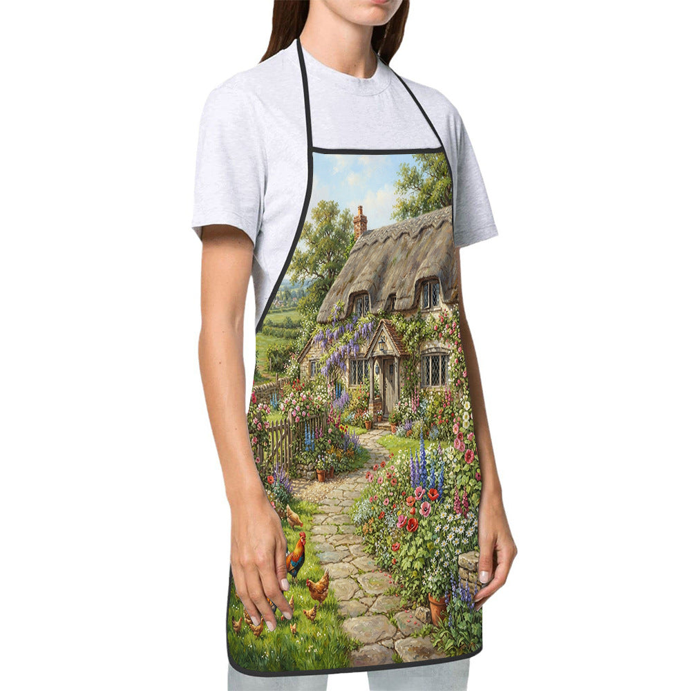 Dog Lover Full-Coverage Kitchen Apron With Adjustable Neck Strap And Waterproof Polyester Shell