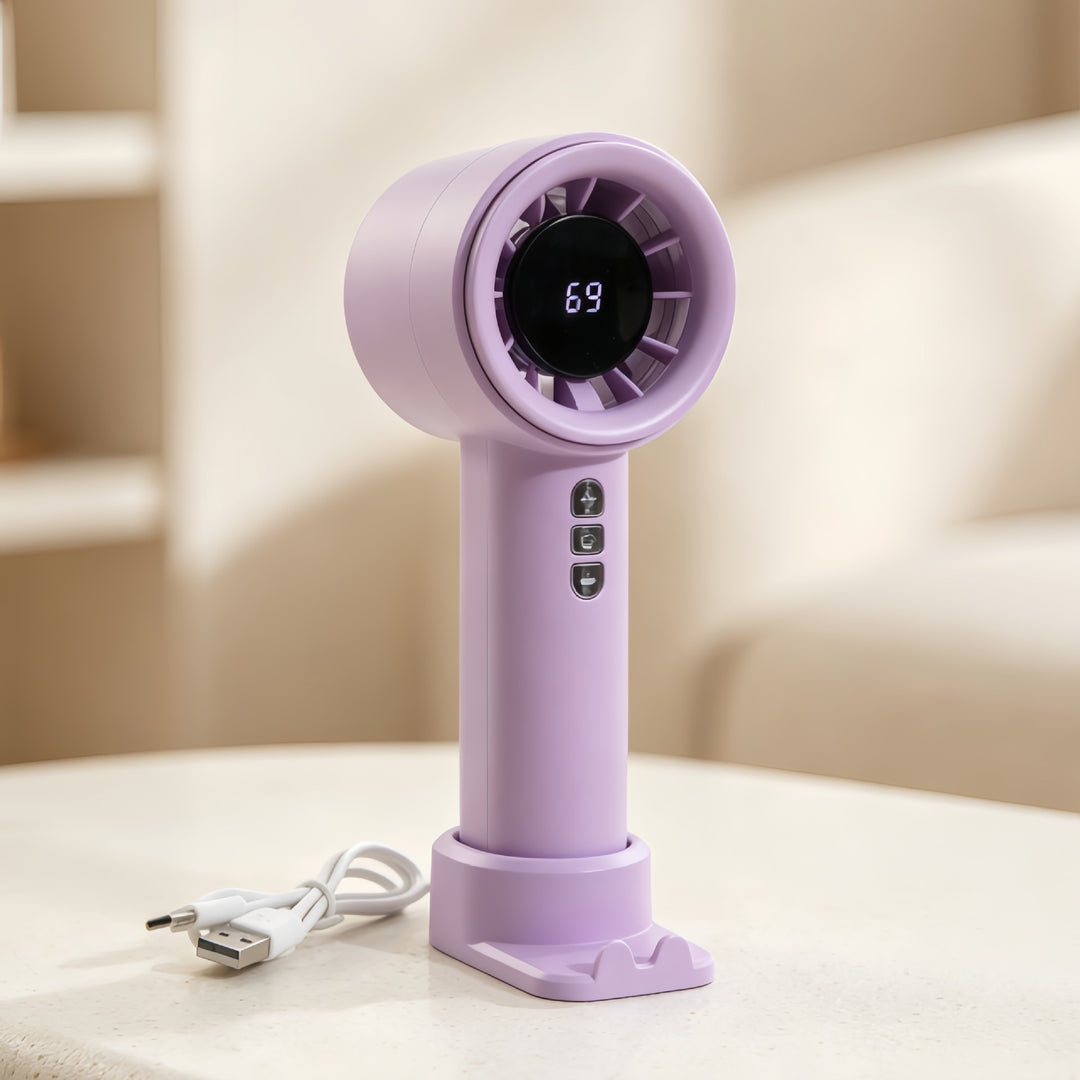 Women's portable high-speed fan with digital temperature display Bowlift