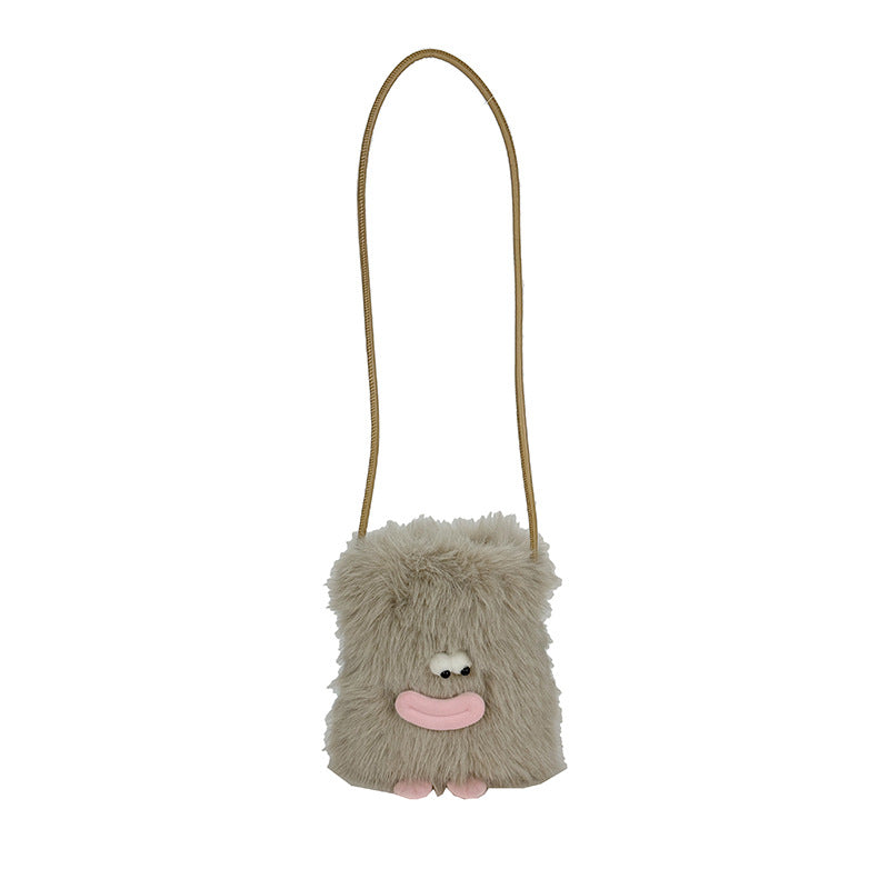 Plush shoulder bag with unique character design Bowlift