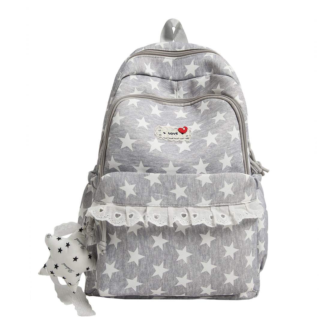 Trendy Star-Print School Backpack Bowlift