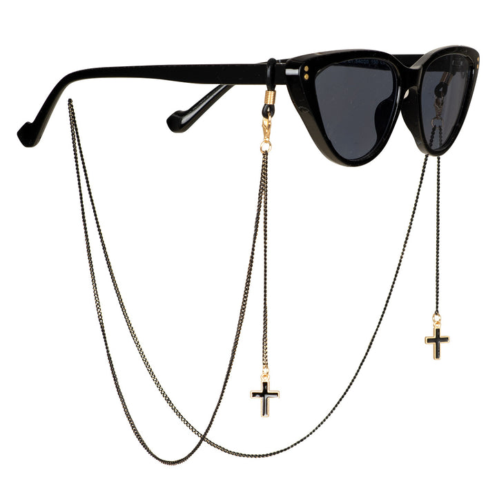 Stylish Beaded Cross Pendant Eyewear Chain Bowlift