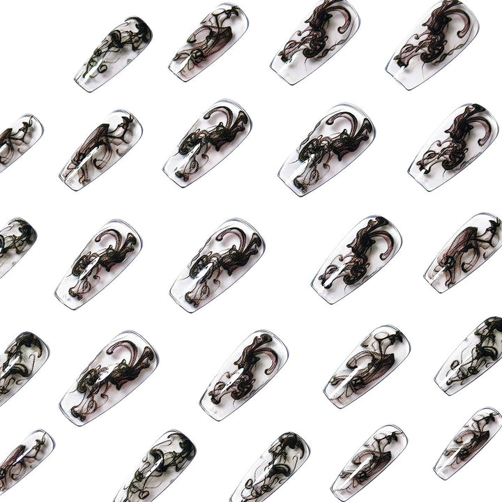 Artificial nails with modern transparent marble effect Bowlift