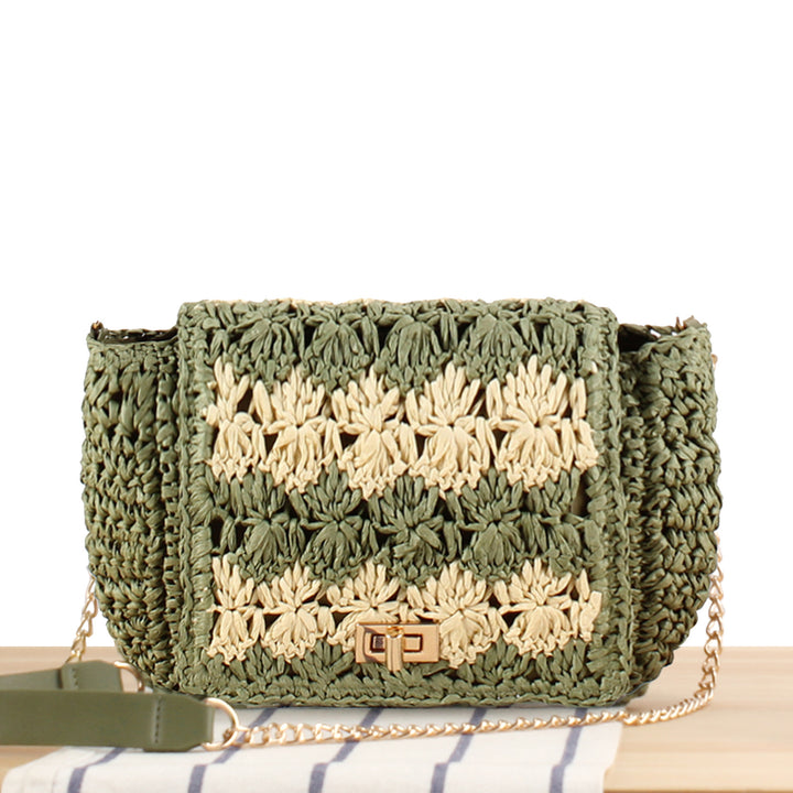 Shoulder bag made of handcrafted braided natural material with elegant closure Bowlift