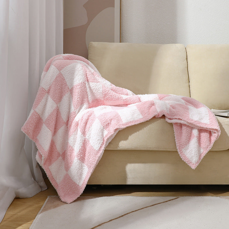 Soft Plush Checkerboard Throw Blanket Bowlift