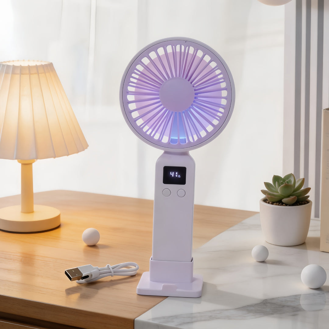Ladies portable hand fan with digital speed display and ergonomic design Bowlift