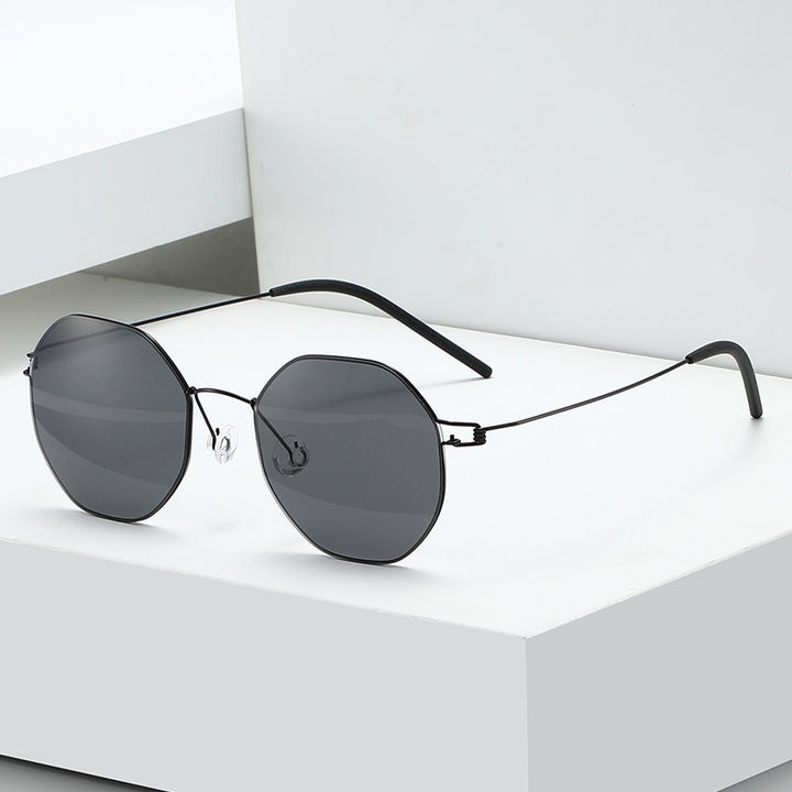 Women's geometric sunglasses with high-quality metal frame and mirrored lenses Bowlift