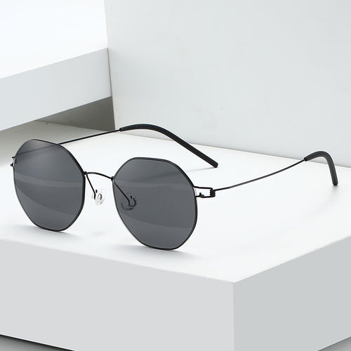 Women's geometric sunglasses with high-quality metal frame and mirrored lenses Bowlift