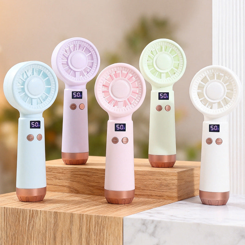 Women’s portable hand fan with digital display and USB charging port Bowlift