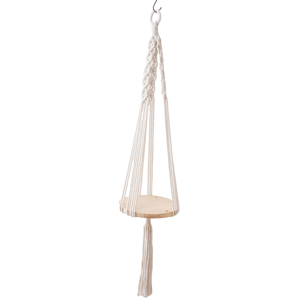 Macramé Hanging Wooden Shelf Bowlift