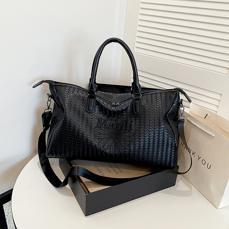 Woven Leather Weekend Duffel Bag Bowlift