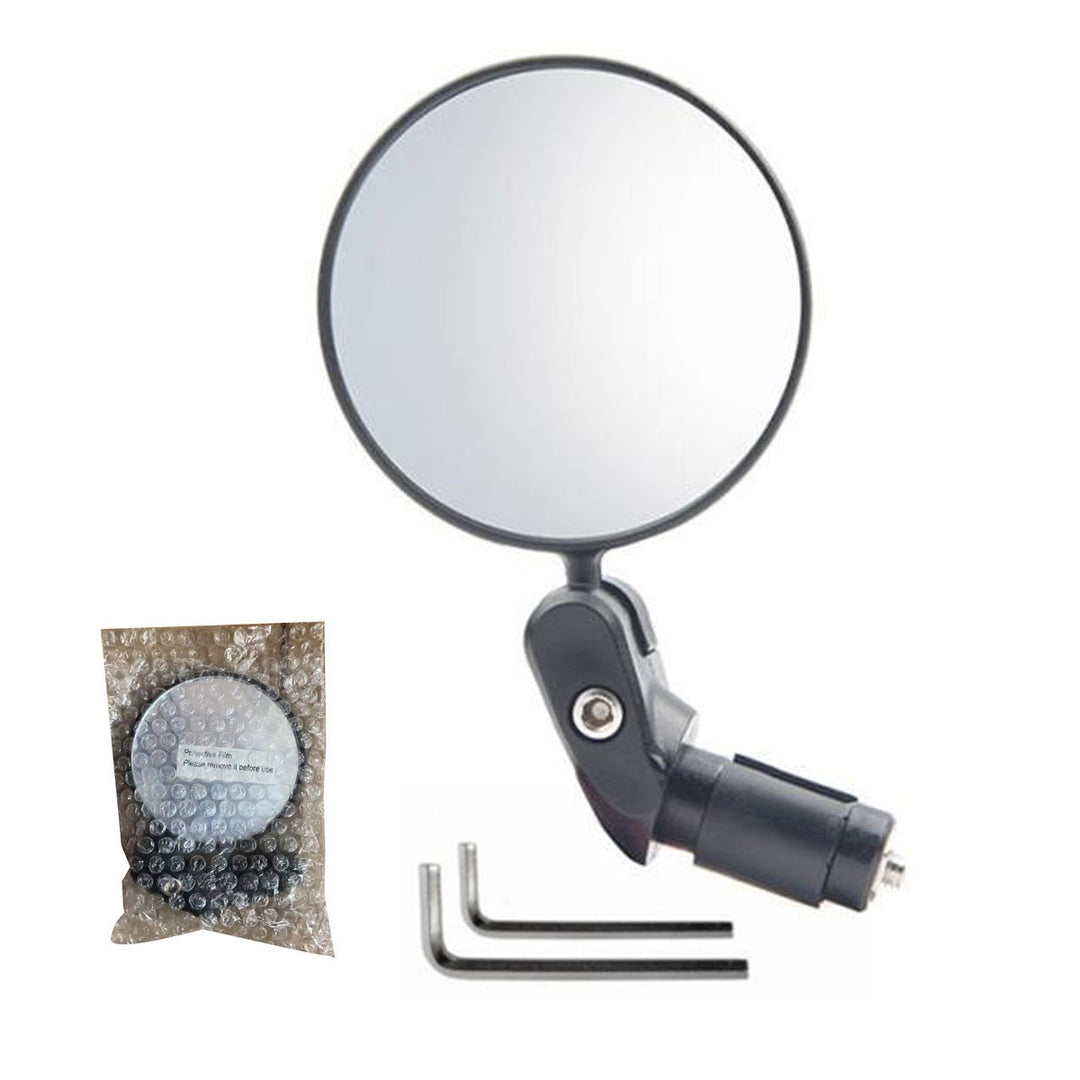 Compact Handlebar End Bike Mirror Pair with Full Rotation Swivel and Wide Angle Glass Bowlift