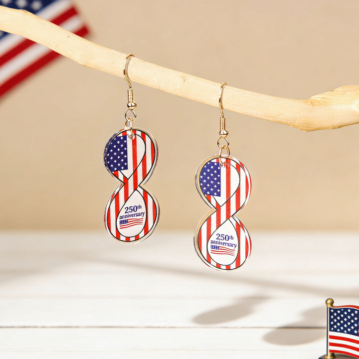 Ladies nan statement earrings with bow shape and American flag pendant Bowlift