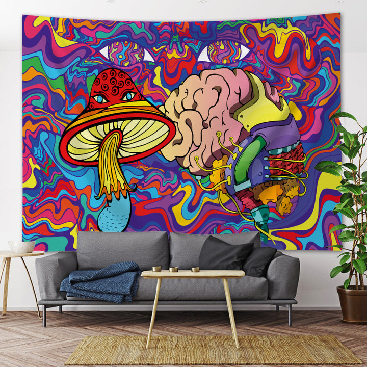 Large Woven Wall Tapestry Featuring Viking Skull Helmet And Crossed Axes Graphic