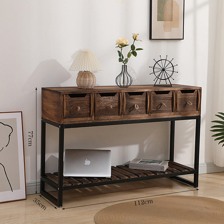 Rustic Wooden Console Table with Storage Bowlift