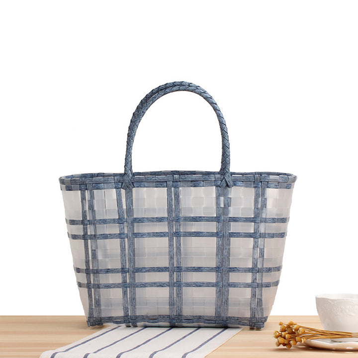 Modern basket bag with refined stripes Bowlift