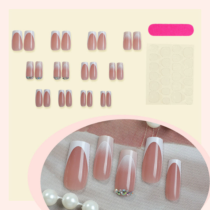 Artificial nail set with elegant ombre accents and seductive rhinestones Bowlift