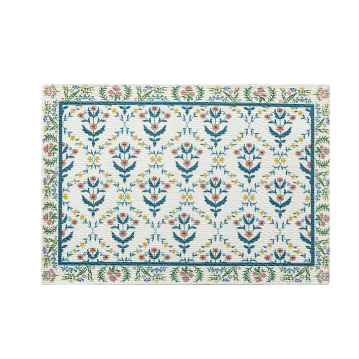 Floral woven carpet runner in medallion design
