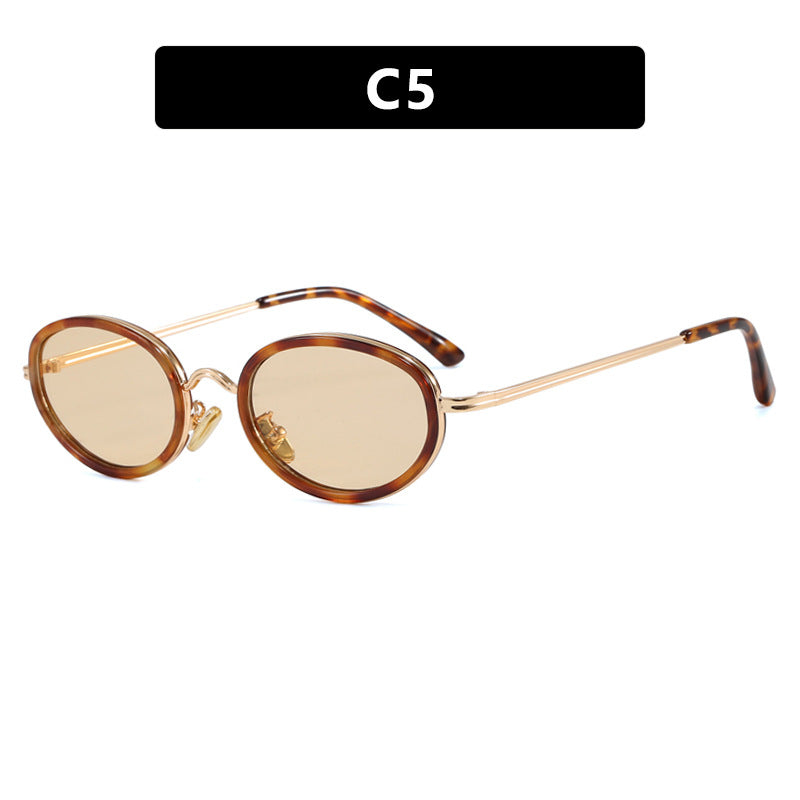 Ladies elegant round sunglasses with stylish metal frame Bowlift
