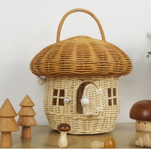 Whimsical Mushroom-Shaped Woven Storage Basket Bowlift