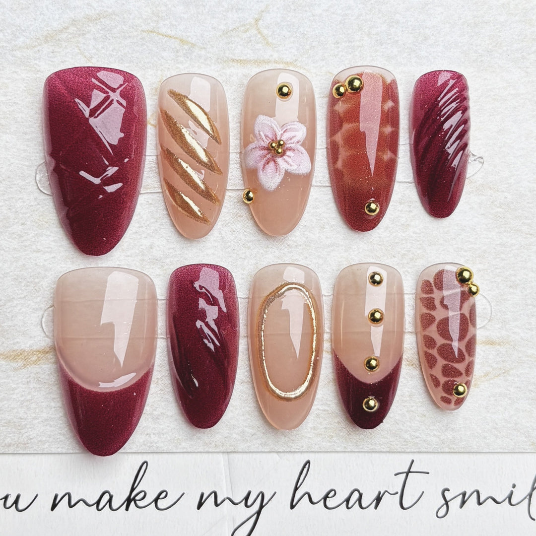 Glamorous Floral-Embellished Press-On Nail Set