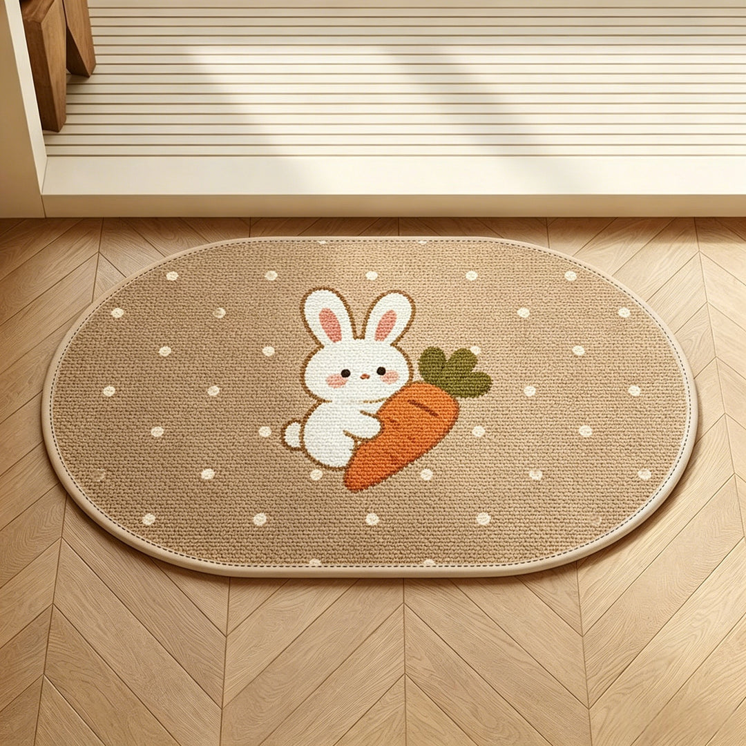 Decorative Bunny-Themed Area Mat Bowlift