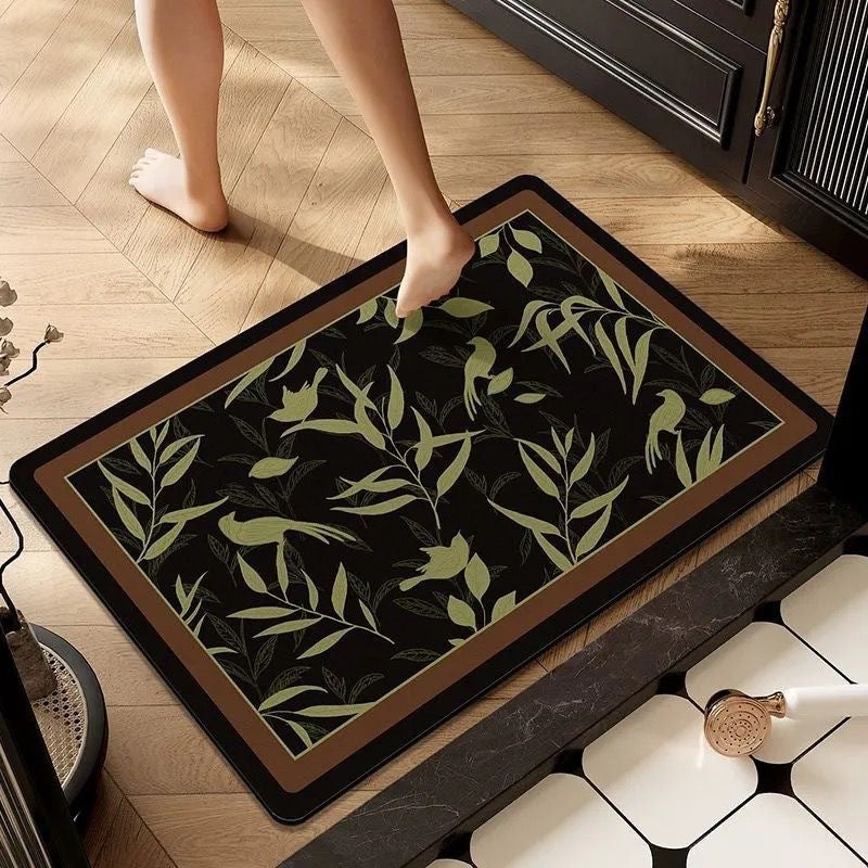 Luxurious Floral Memory Foam Bath Mat Bowlift