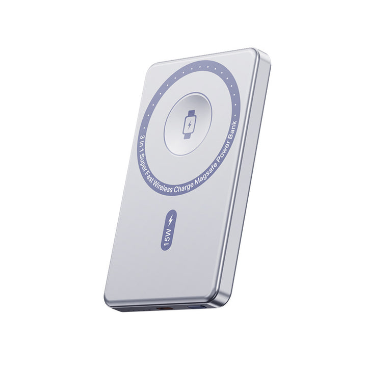 Magnetic power bank with high-speed charging function and integrated Qi charging standard Bowlift