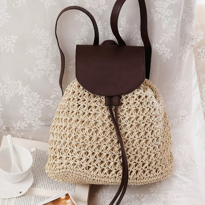 Braided shoulder bag with leather flap Bowlift