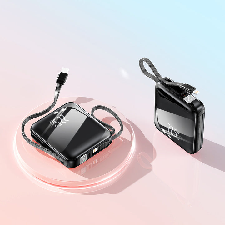 Portable power bank with integrated digital display and multifunctional charging cable Bowlift