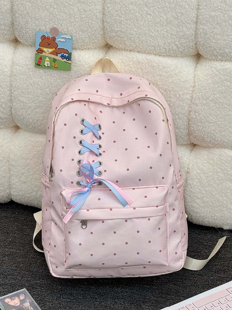 Playful Polka Dot Casual Backpack Bowlift