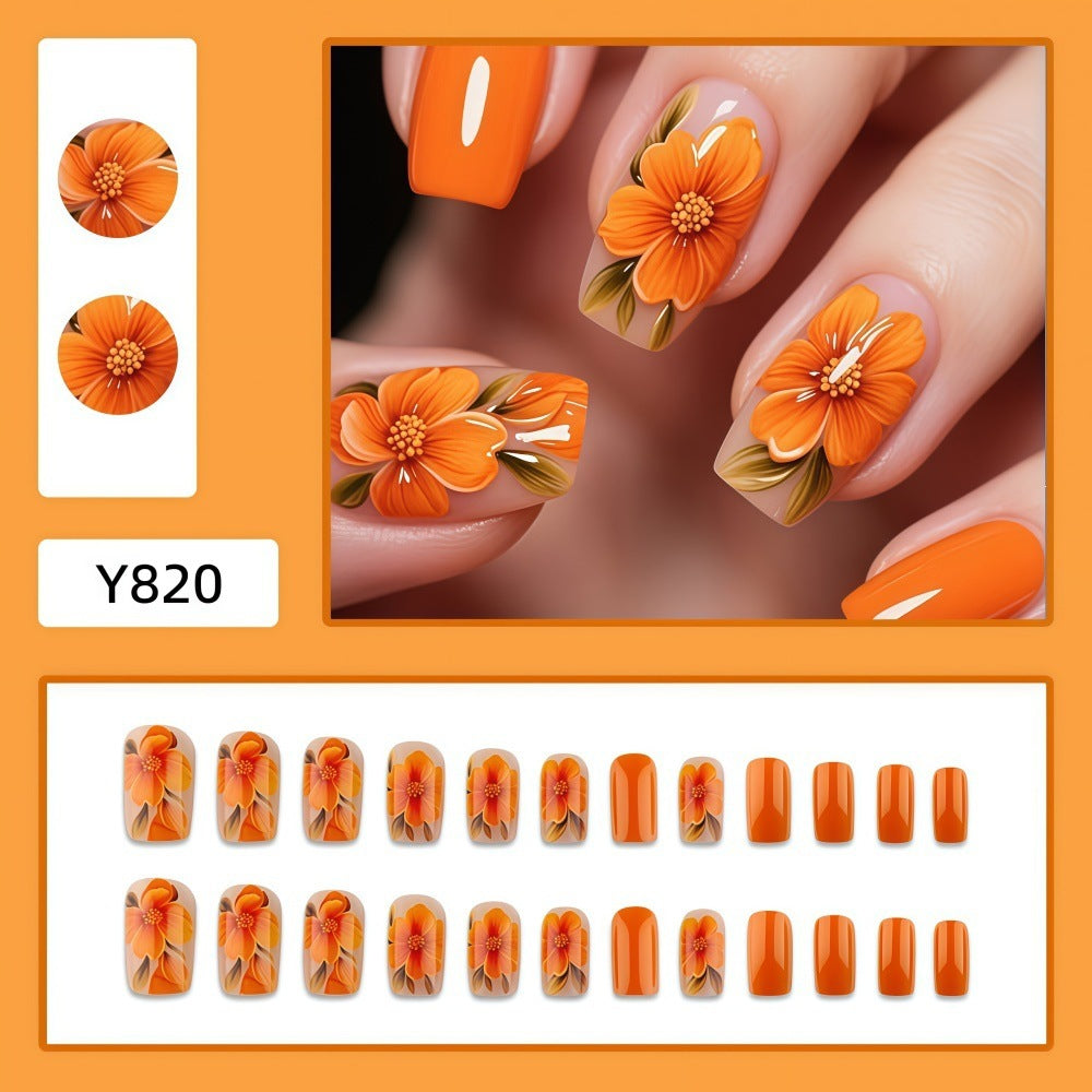 Artificial nails with floral 3D design Bowlift