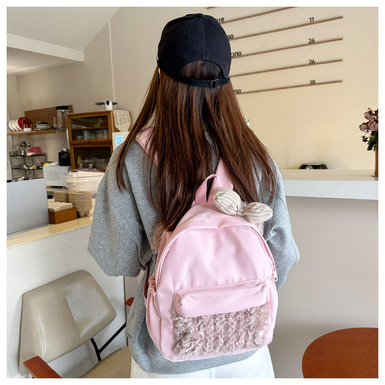 Plush backpack with high-quality surface structure Bowlift