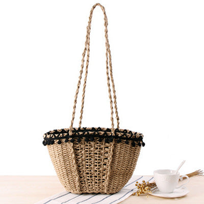 Braided Basket Bag with Pompons Bowlift