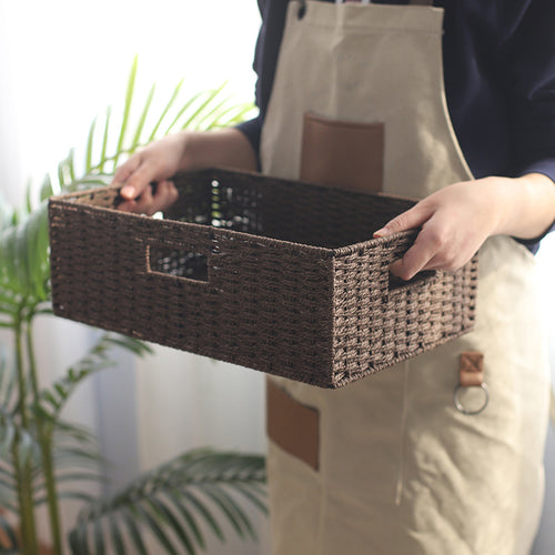 Fabric-Lined Woven Storage Basket Bowlift