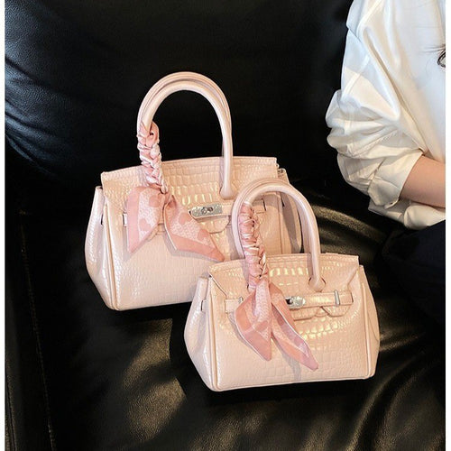 Elegant Crocodile Embossed Handbag Bowlift