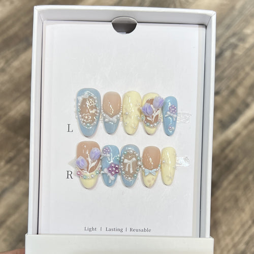 Floral Art Press-On Nail Tips Bowlift