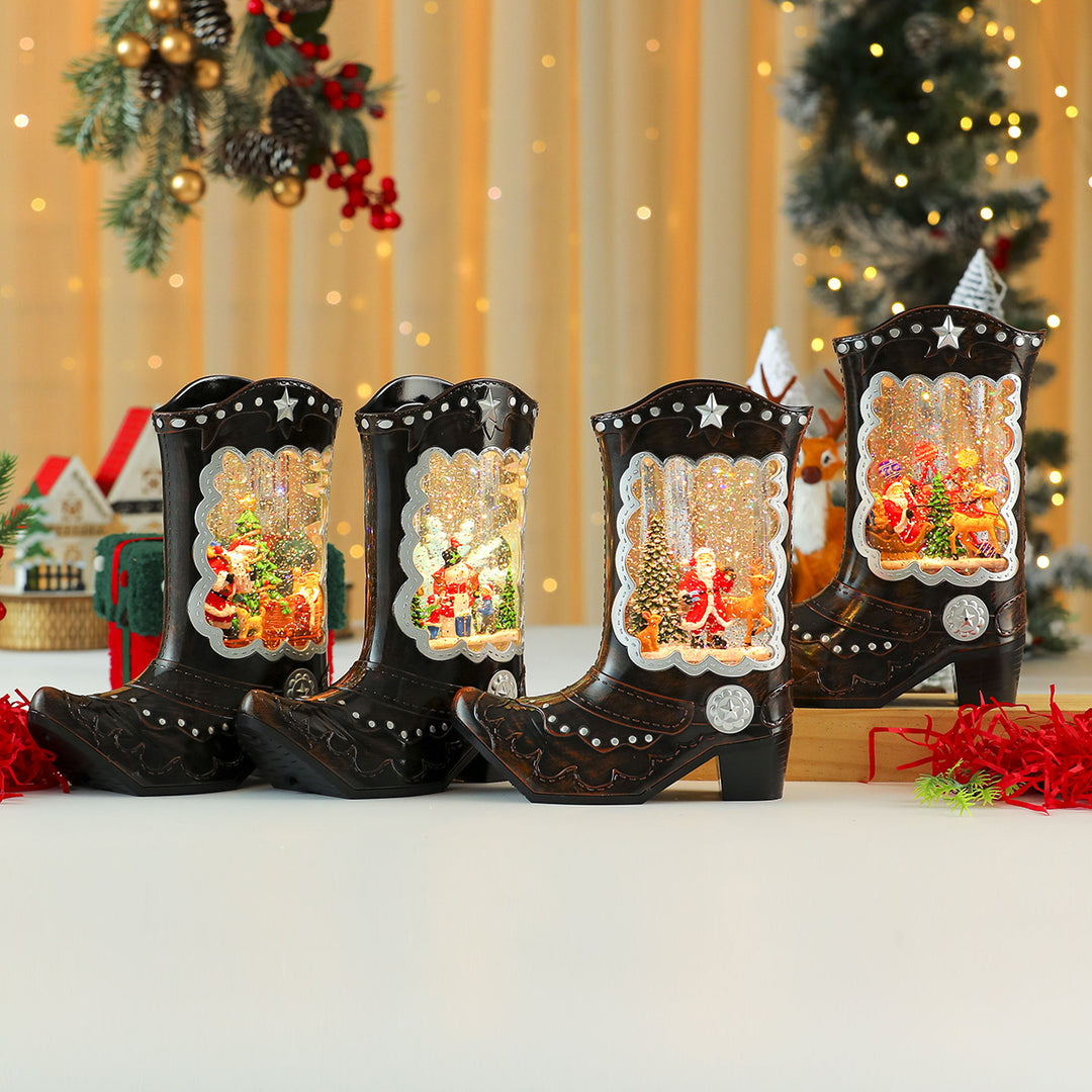 Decorative Snow Globe Boot Ornament Bowlift