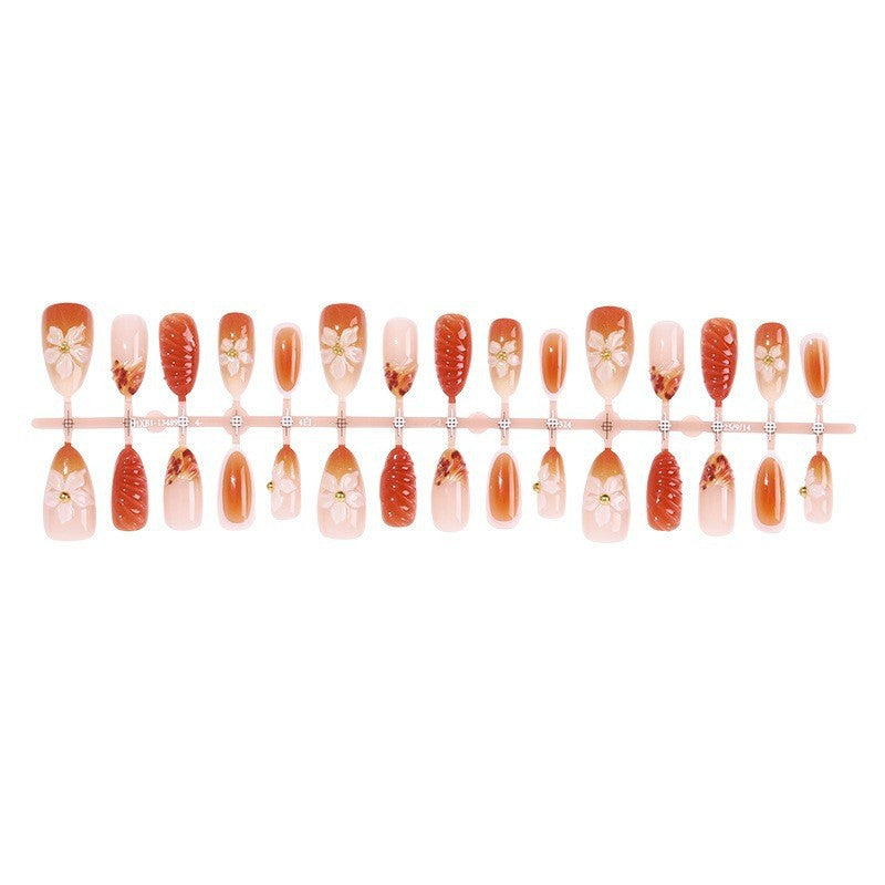Decorative Floral Press-On Nails Bowlift
