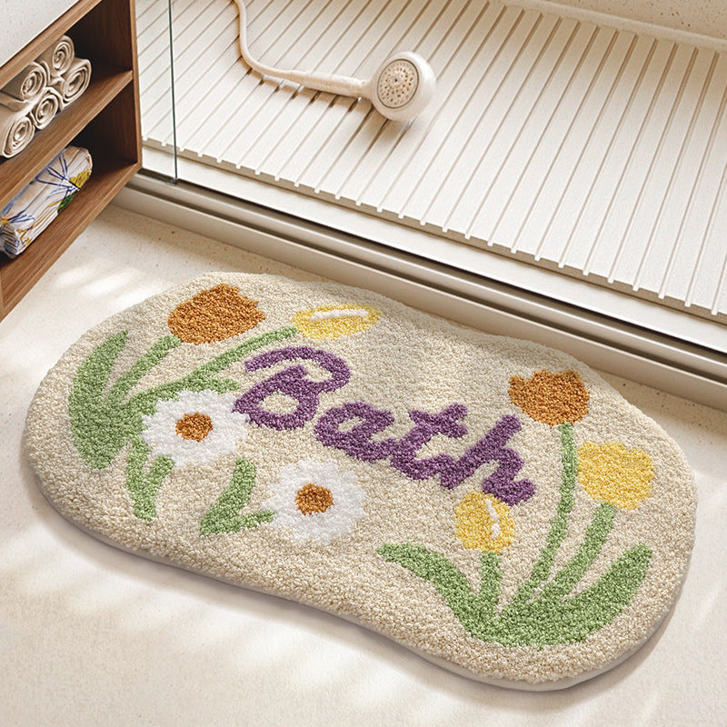 Textured Floral Bath Mat Bowlift