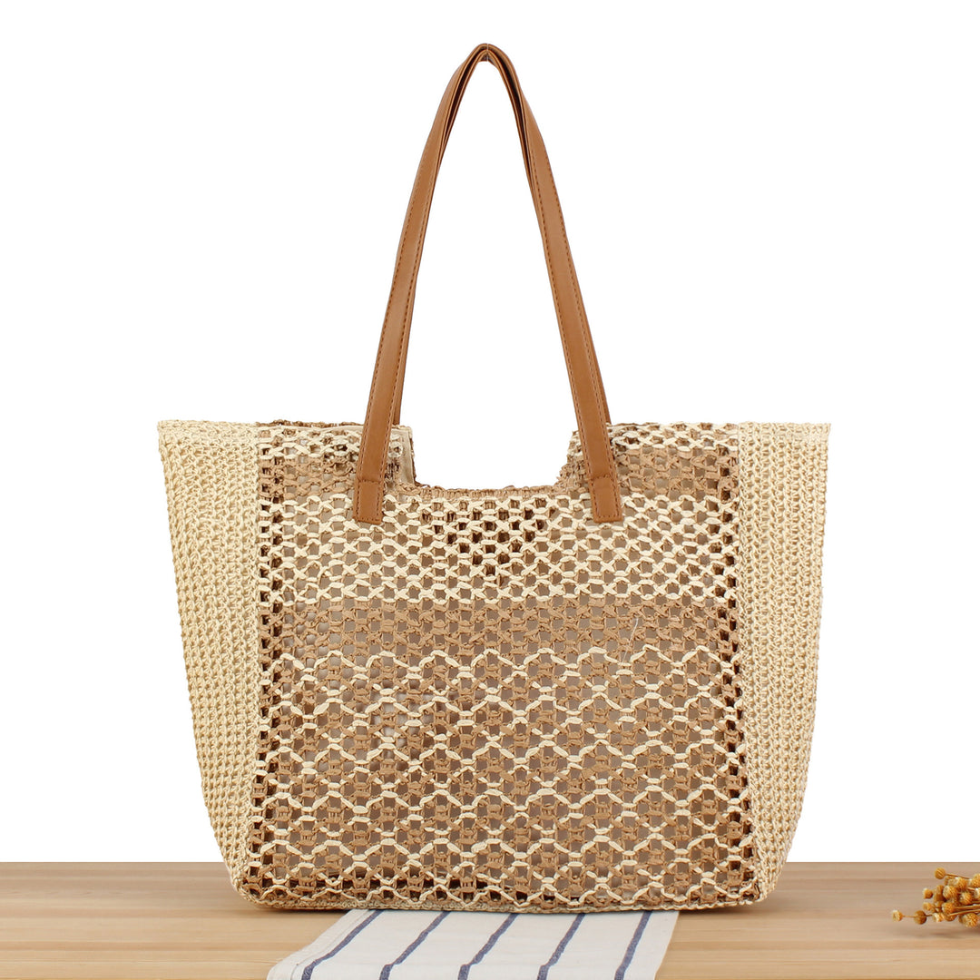 Woven beach bag with leather handles Bowlift
