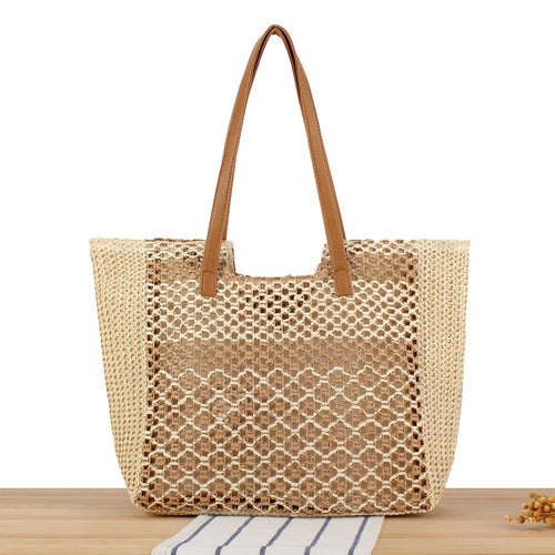 Woven beach bag with leather handles Bowlift
